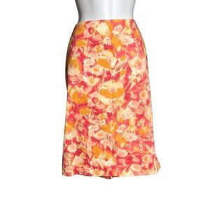 Talbots Women's Back Slit Watercolor Floral Multicolor A-Line Skirt Size 8